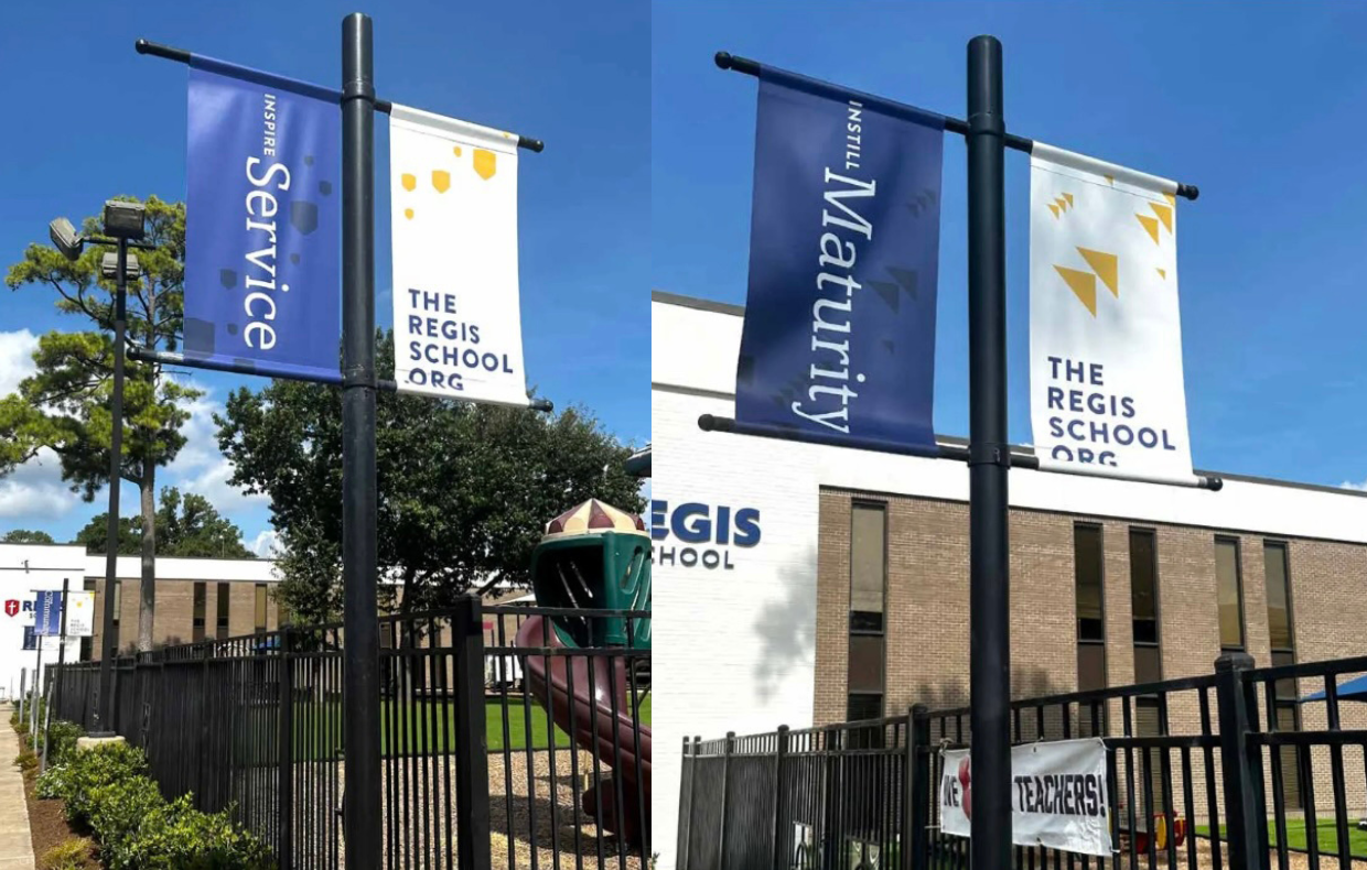 outdoor regis school banners